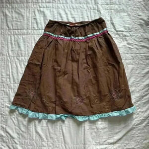 Unfabulous Y2k boho fairy peasant skirt youth size 14 embroidered floral ruffle